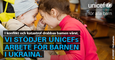 Vi stödjer Unicefs arbete för barnen i Ukraina.